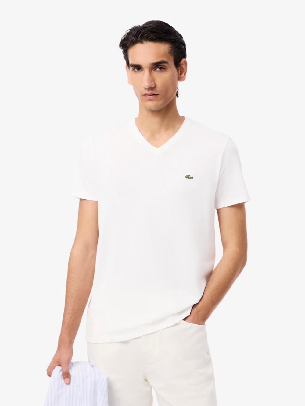 Lacoste Men's Lightweight Pima Cotton V-Neck T-Shirt